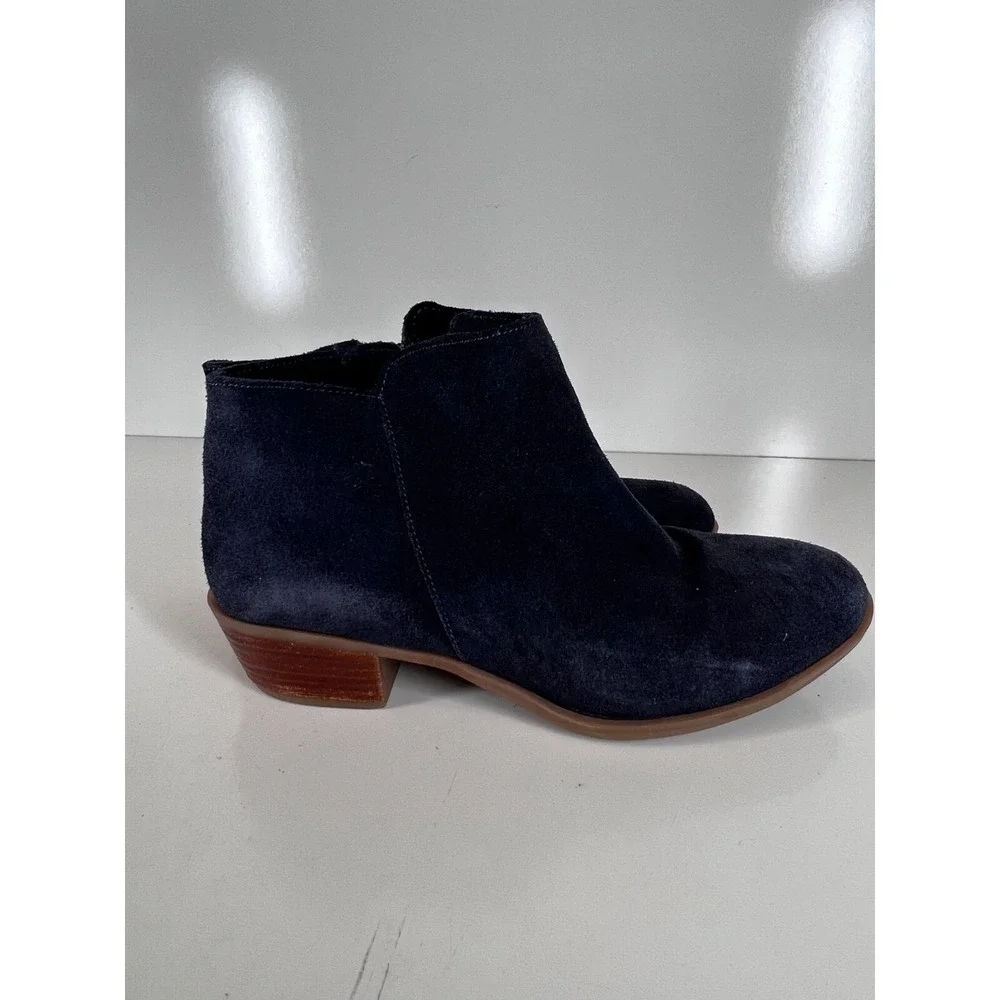 Diba True Blue Suede Pull On Ankle Block Heeled Boots Womens SZ 6.5 M USA